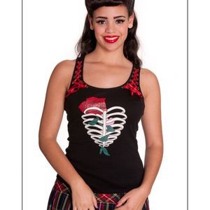 Hell Bunny Rib cage Rose Heart Ribbon Top